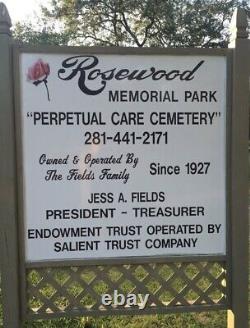 1 Cemetery Plot At Rosewood Memorial Park In Humble, Texas