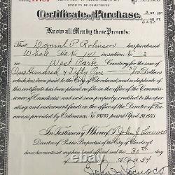 CLEVELAND, OH West Park Cemetery Burial Plot Purchase Rolinson 1954 Document VTG