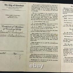 CLEVELAND, OH West Park Cemetery Burial Plot Purchase Rolinson 1954 Document VTG