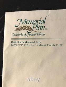 Cemetery Plot In Dade South Memorial Park Miami Florida. Sec10 Lot39 Spc4 DD