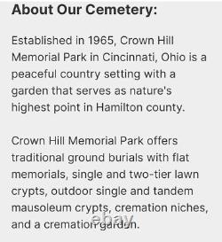 Crown Hill Memorial Park 2 tier Lawn Crypt