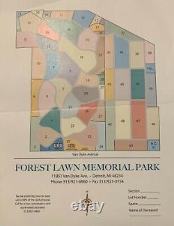 Forest Lawn Memorial Park Burial Cemetery Plots Side by Side-Detroit Michigan