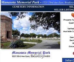 Manasota memorial Park 2 Side-by-Side Plots