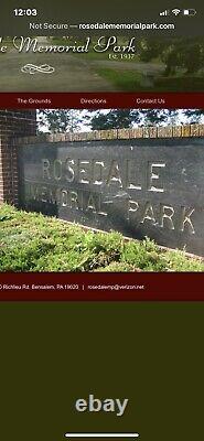 Rosedale Memorial Park Bensalem Pa. 2 Plots/ Side By Side Both For Only $1000