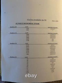 SALE Cemetery Plots $600 Ea. Sunset Memorial Park N Olmsted Oh Volume Pricing