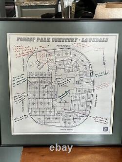 VINTAGE MAP Forest Park Houston Tx Cemetery Plot Interesting Unique Art Framed